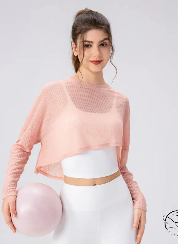 Women Yoga Blouse Long Sleeve Lightweight Breathable Workout Top Loose Outdoor Running Casual Sports