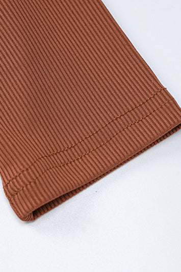 Women Clothing Winter Solid Color Rib u Neck Long Sleeved Slim Fit Hip Raise Sports Jumpsuit