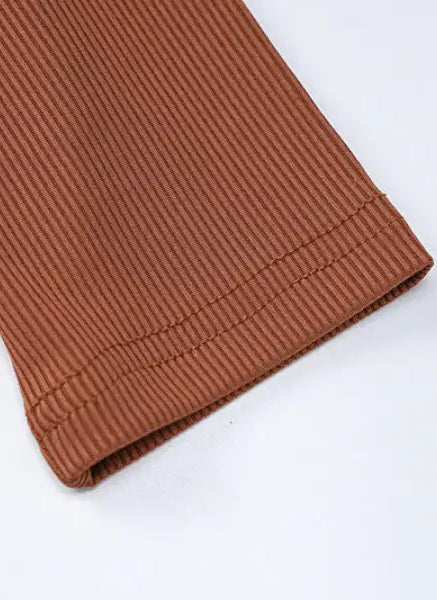 Women Clothing Winter Solid Color Rib u Neck Long Sleeved Slim Fit Hip Raise Sports Jumpsuit