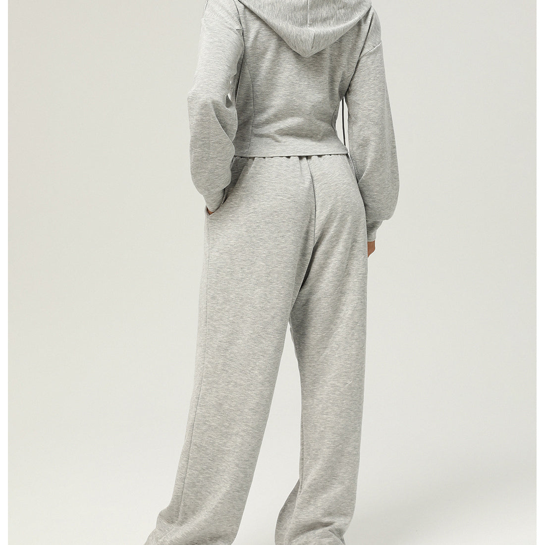 Gray hooded tracksuit displayed under Casual Cardigan Sweater for langry fashion ملابس