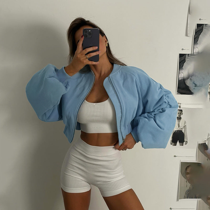 Light blue bomber jacket from Langry, perfect for casual fashion estilo ملابس