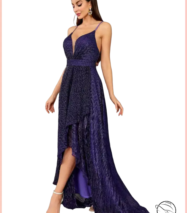 Elegant slim fit langry evening gown in deep purple fashion