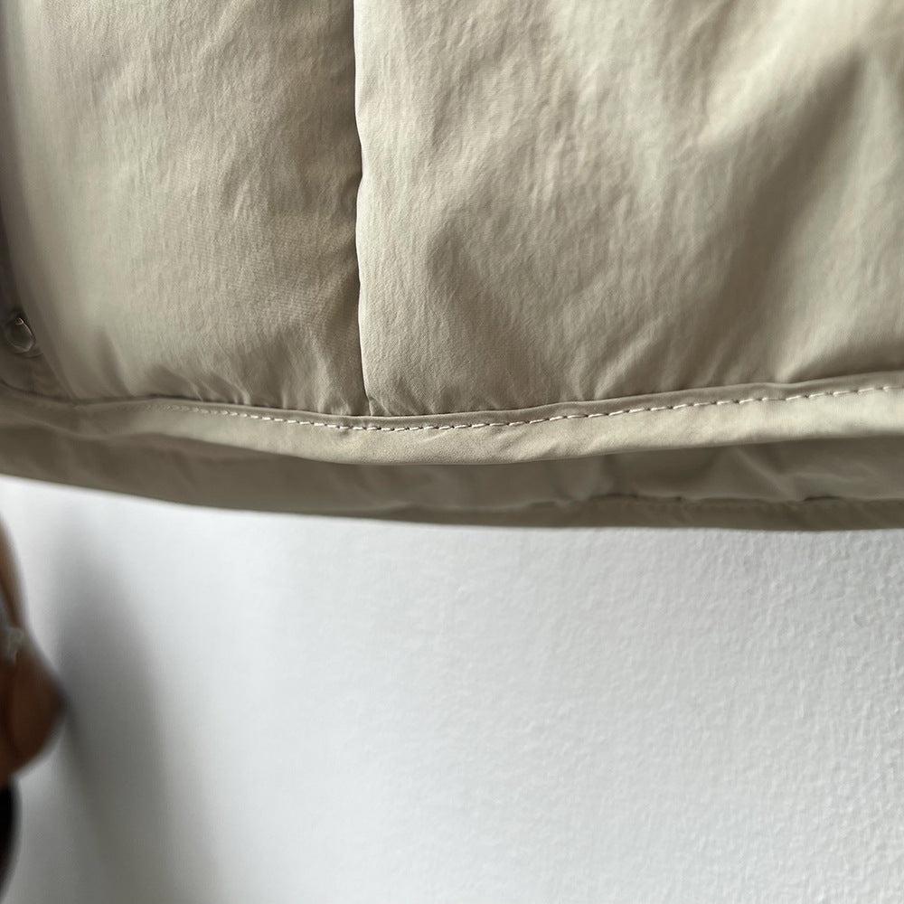 Seam detail on light fabric of Winter Korean Round Neck Warm Vest in stylish fashion ملابس