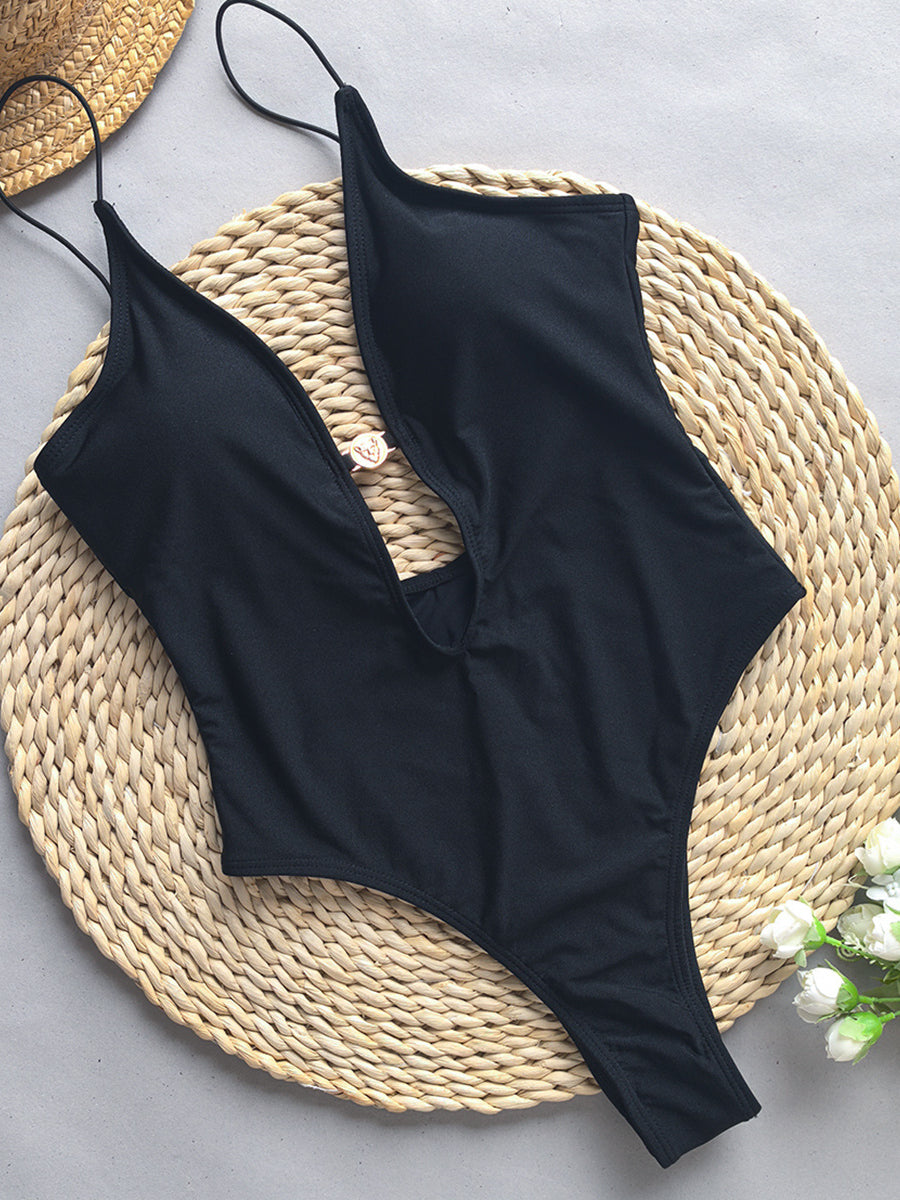 Black one-piece swimsuit from Langry, fashionable ملابس for women’s swimwear