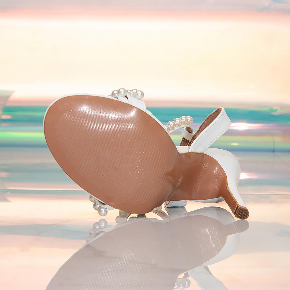 Low Cut Rhinestone Pearl Thin High Heels