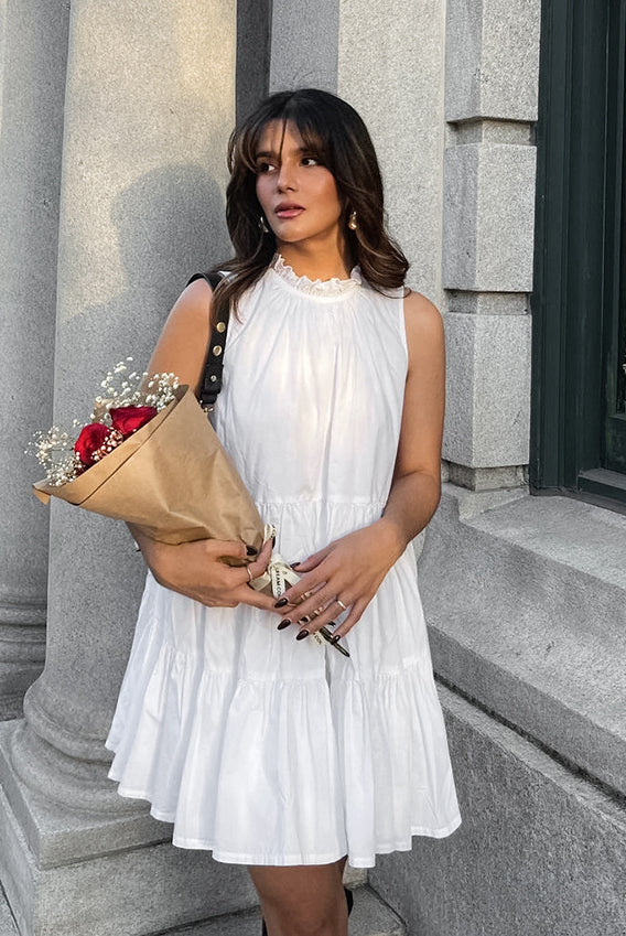 All Match White Elegant Loose Short Dress