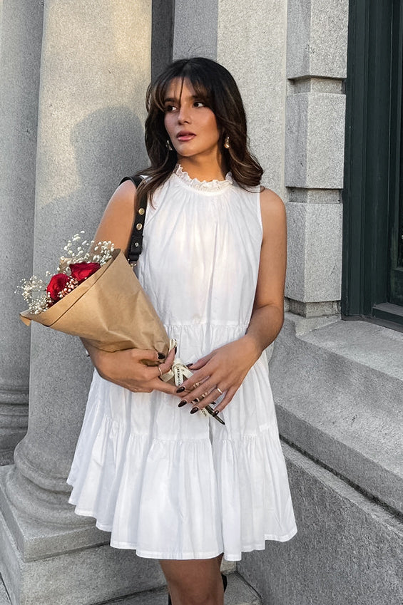 All Match White Elegant Loose Short Dress