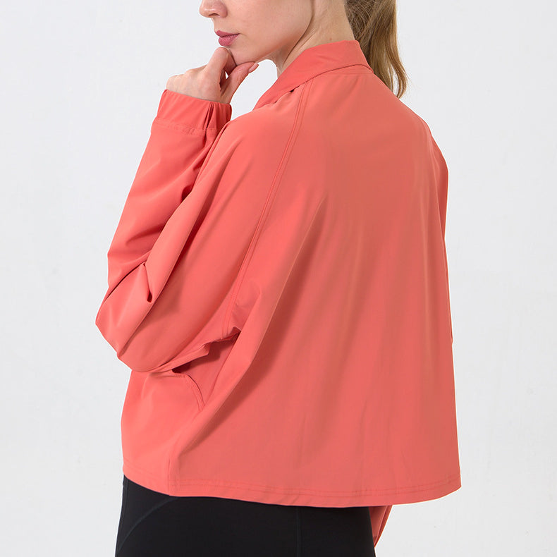 Autumn Winter Zip Up Shirt Women Girllulu Sports Top Stand Collar Loose Breathable Fitness Clothes Coat