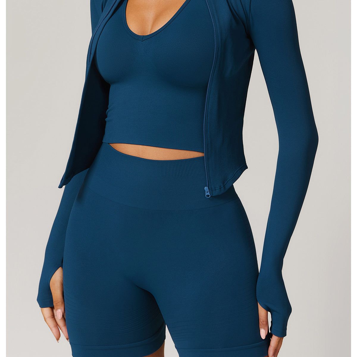 Stand Collar Long Sleeve Zipper Yoga Jacket Women Tight Quick Drying Clothes Outdoor Fitness Sports Top