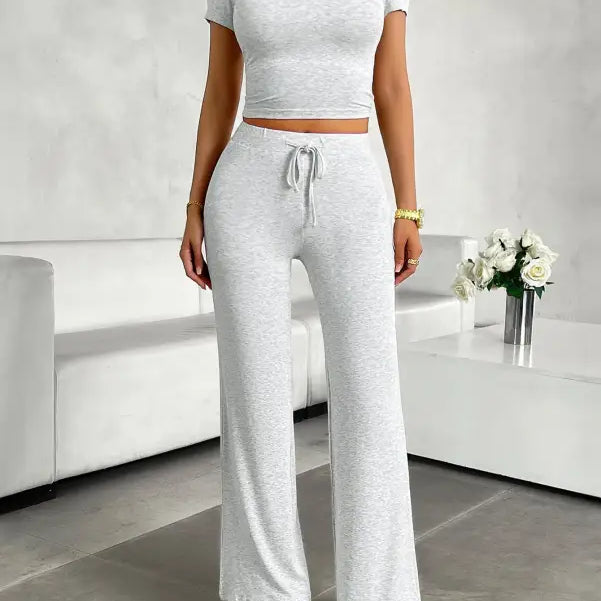 Light gray heathered langry fashion cropped top for yoga set