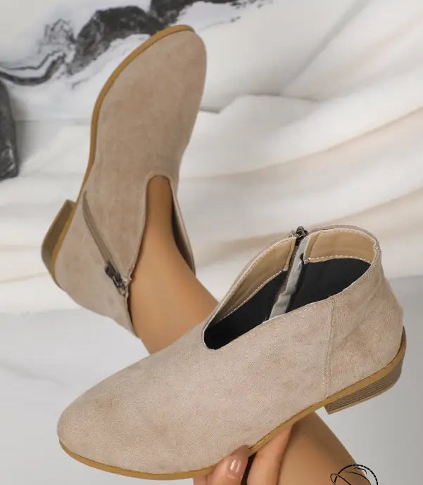 Beige suede ankle boots in Winter Cute Boot with free shipping