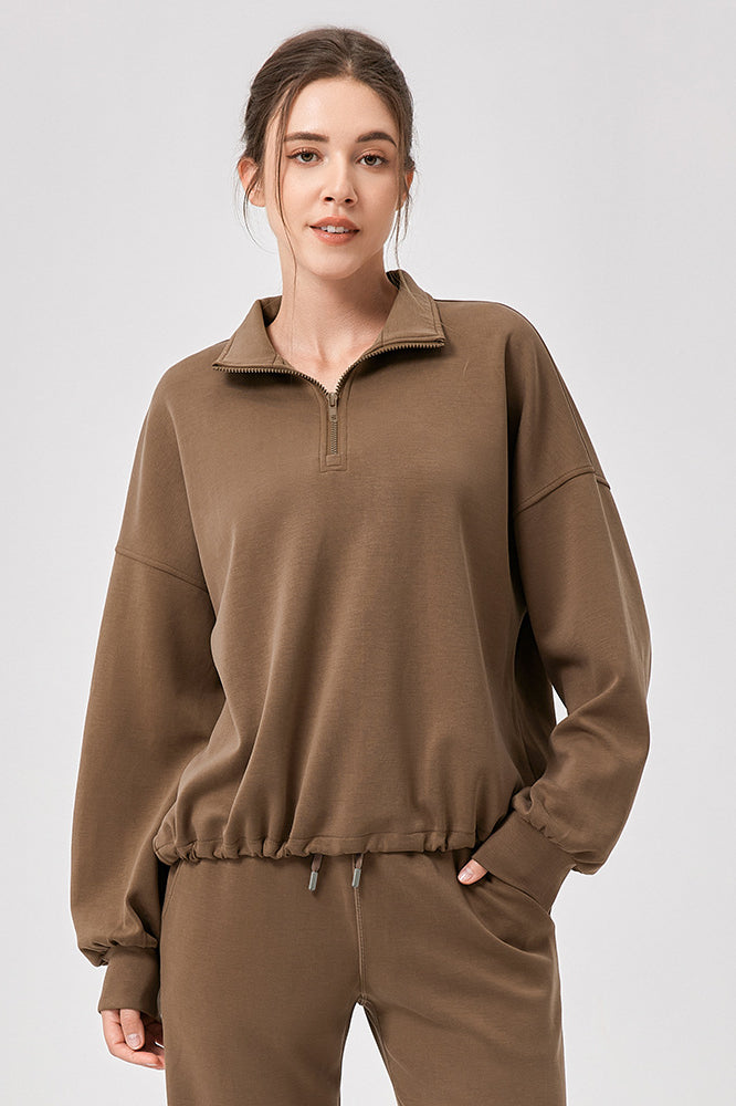 Winter Yoga Wear Sports Sweater Modal Loose Casual Stand Collar Running Fitness Top