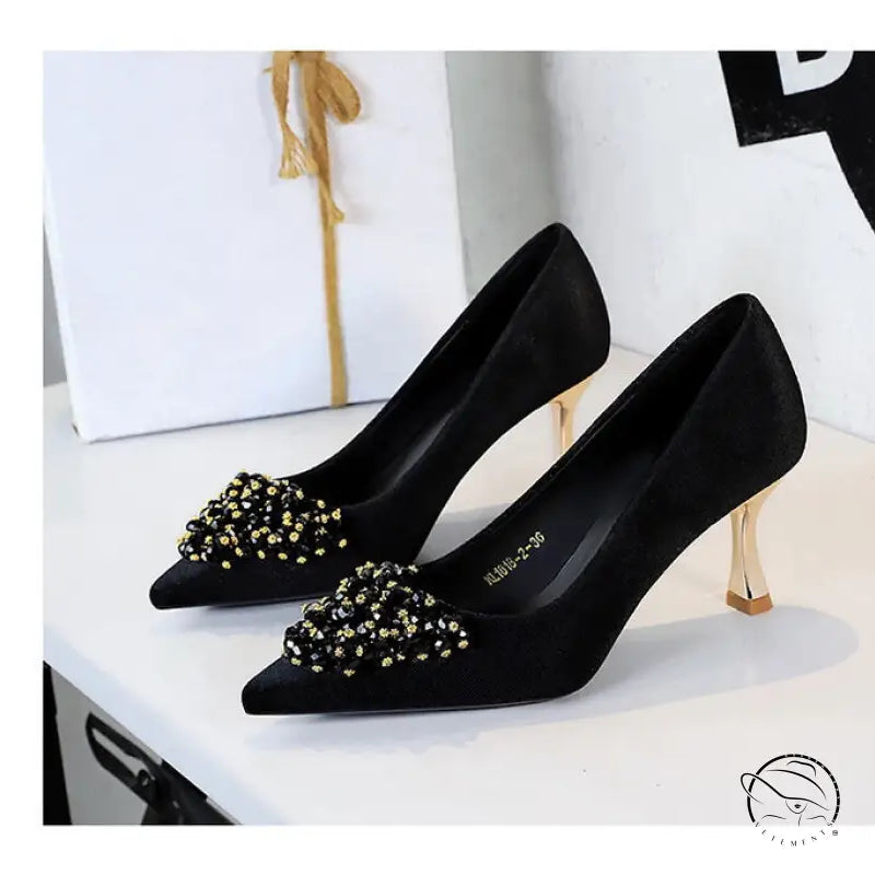 Metal Floral Comfortable High Heel