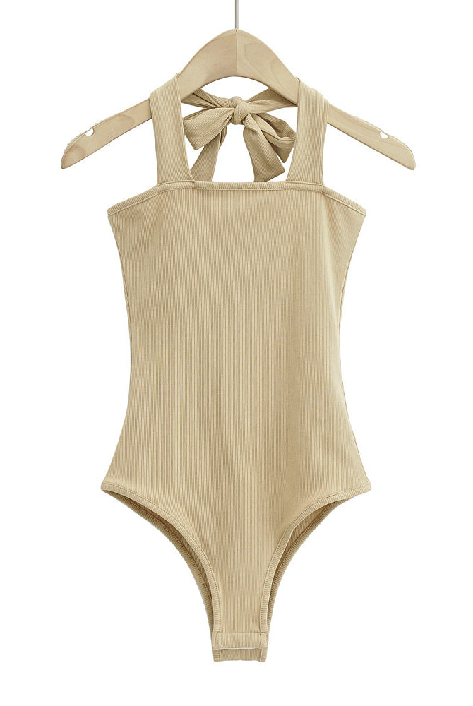 Wear Lace-up Halterneck Bodysuit Women Summer Tight Bottoming Crotch Spaghetti-strap Camisole Top