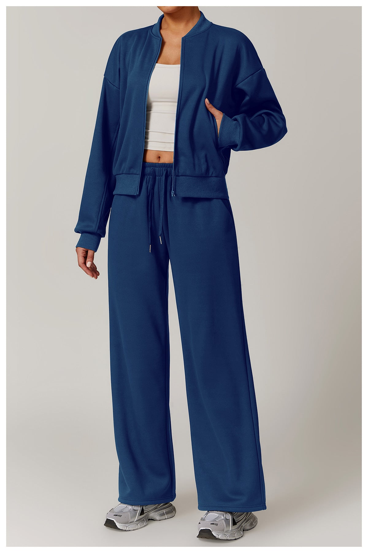 Navy blue lounge set from Outdoor Warm Sports Sweater Coat, perfect for langry fashion and ملابس comfort