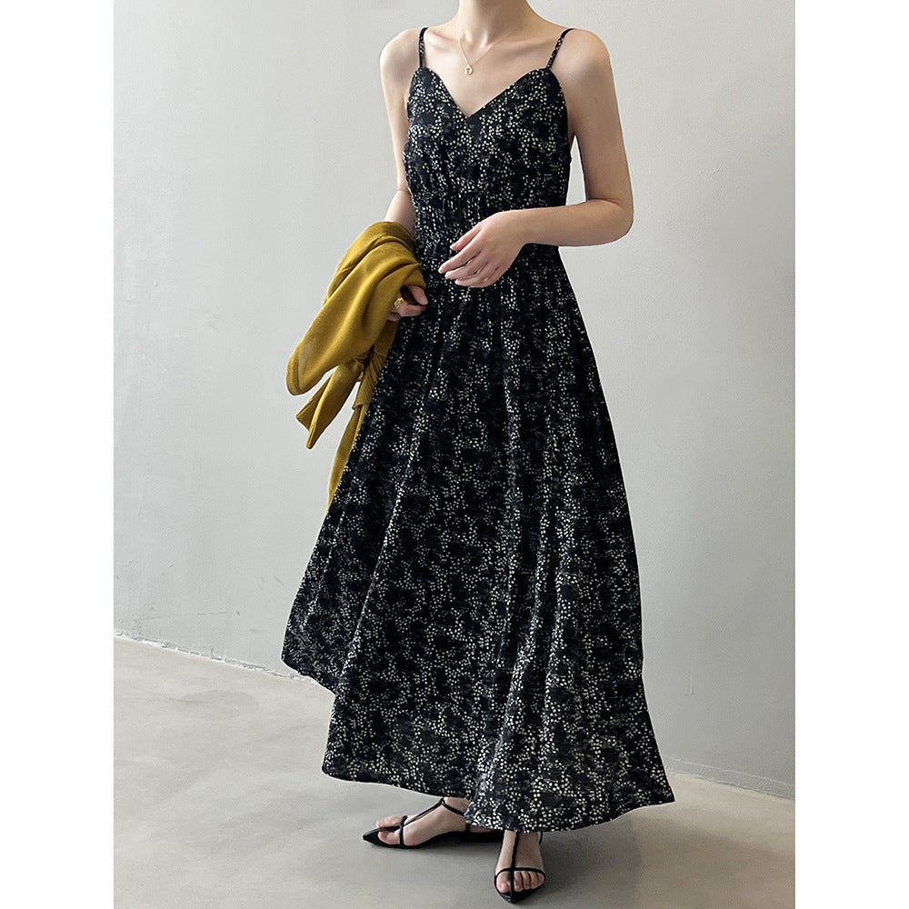 FRENCH FLORAL STRAP DRESS with floral print and spaghetti straps perfect for summer