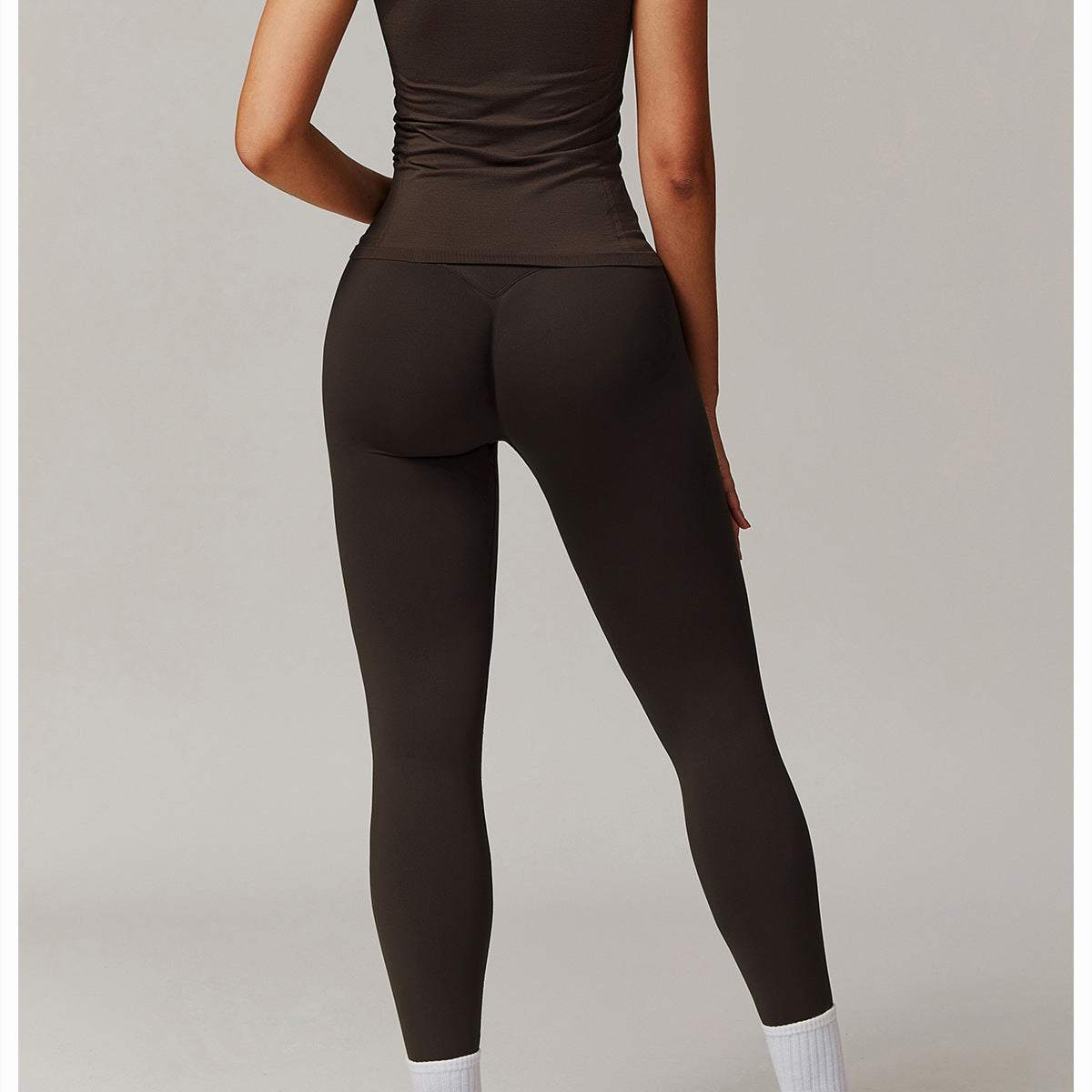 Dark athletic wear set featuring Thread Seamless Short Sleeved T-shirt Yoga for fashion