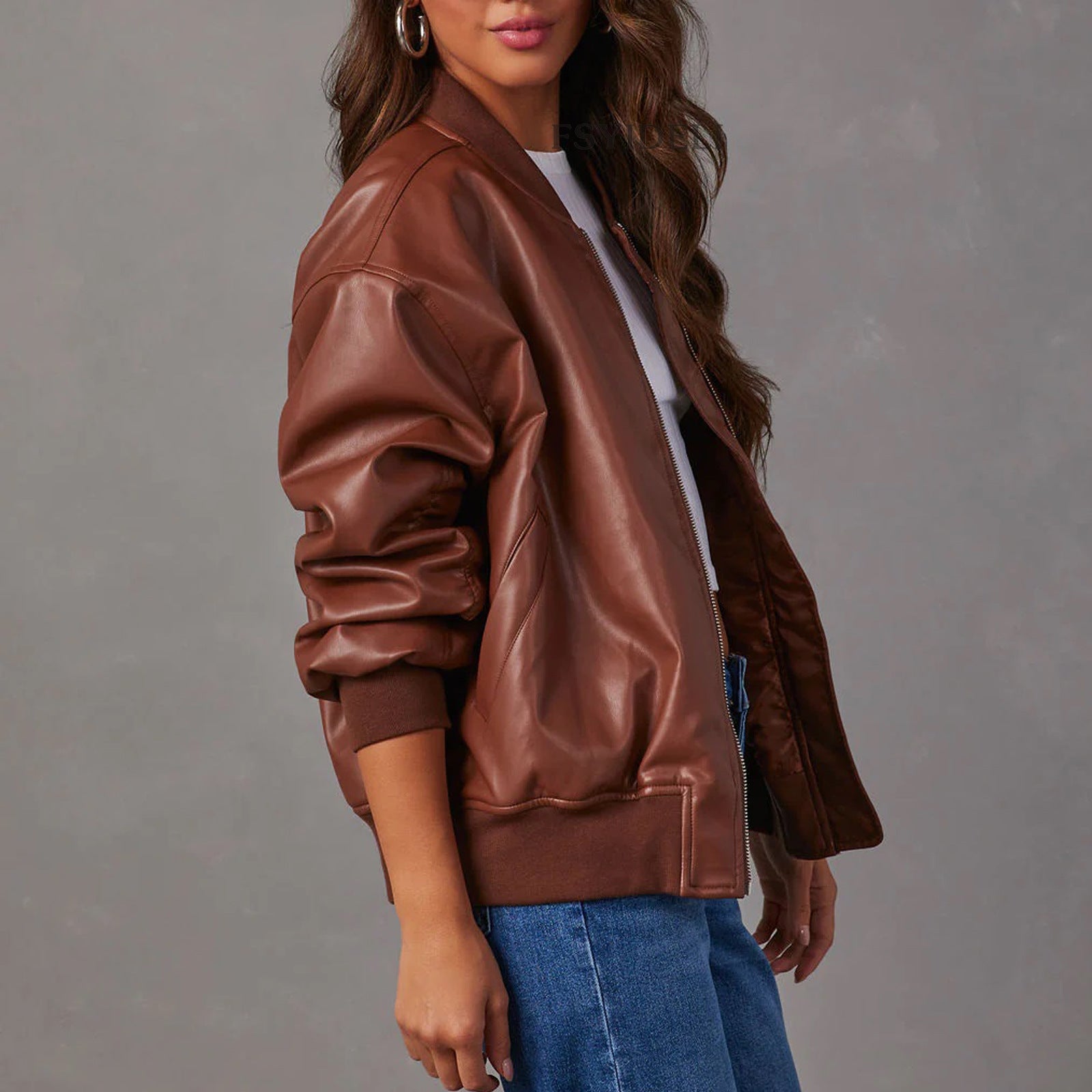 Faux Leather Varsity Jacket