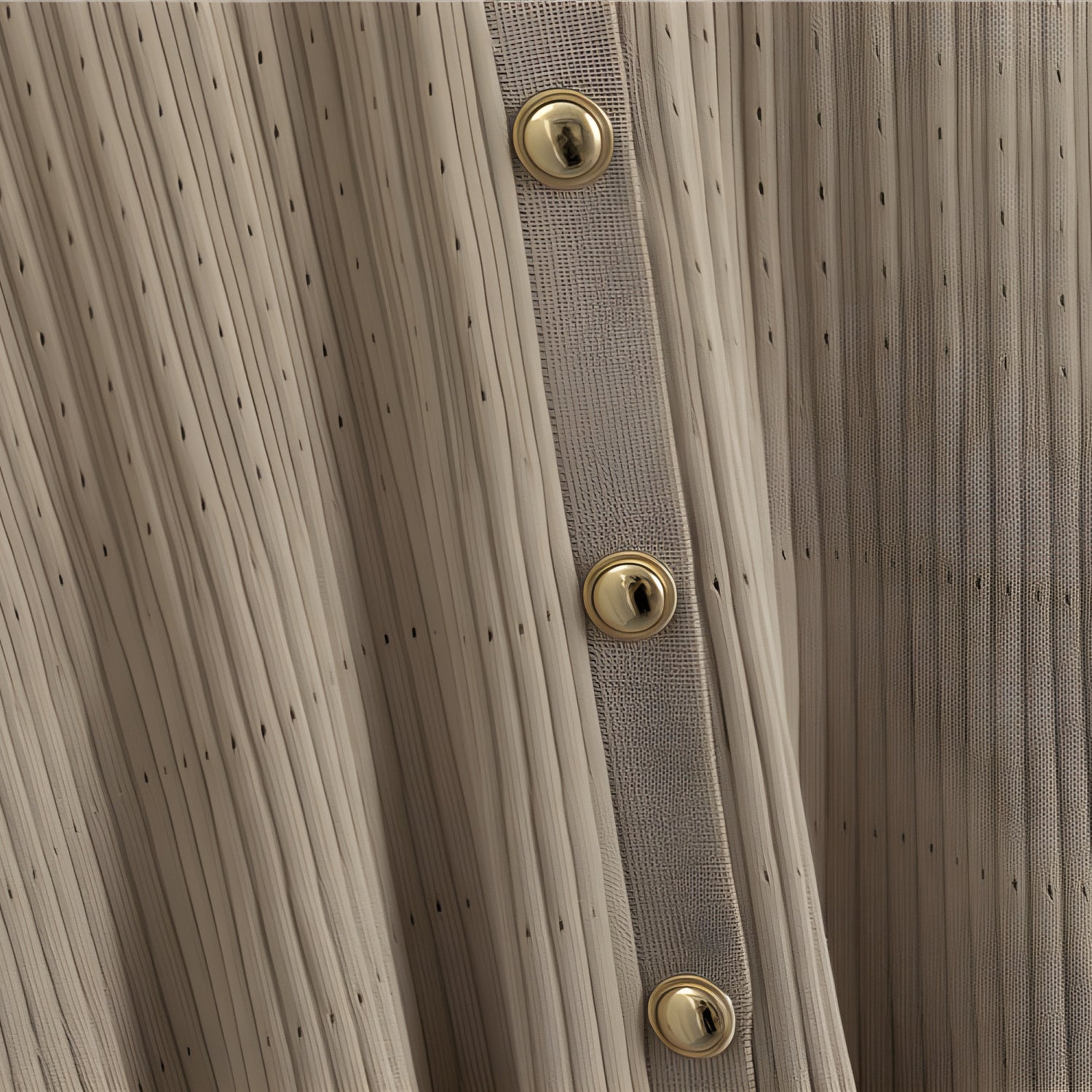 Beige ribbed fabric with metallic buttons on French High Sense Dress for elegant winter fashion