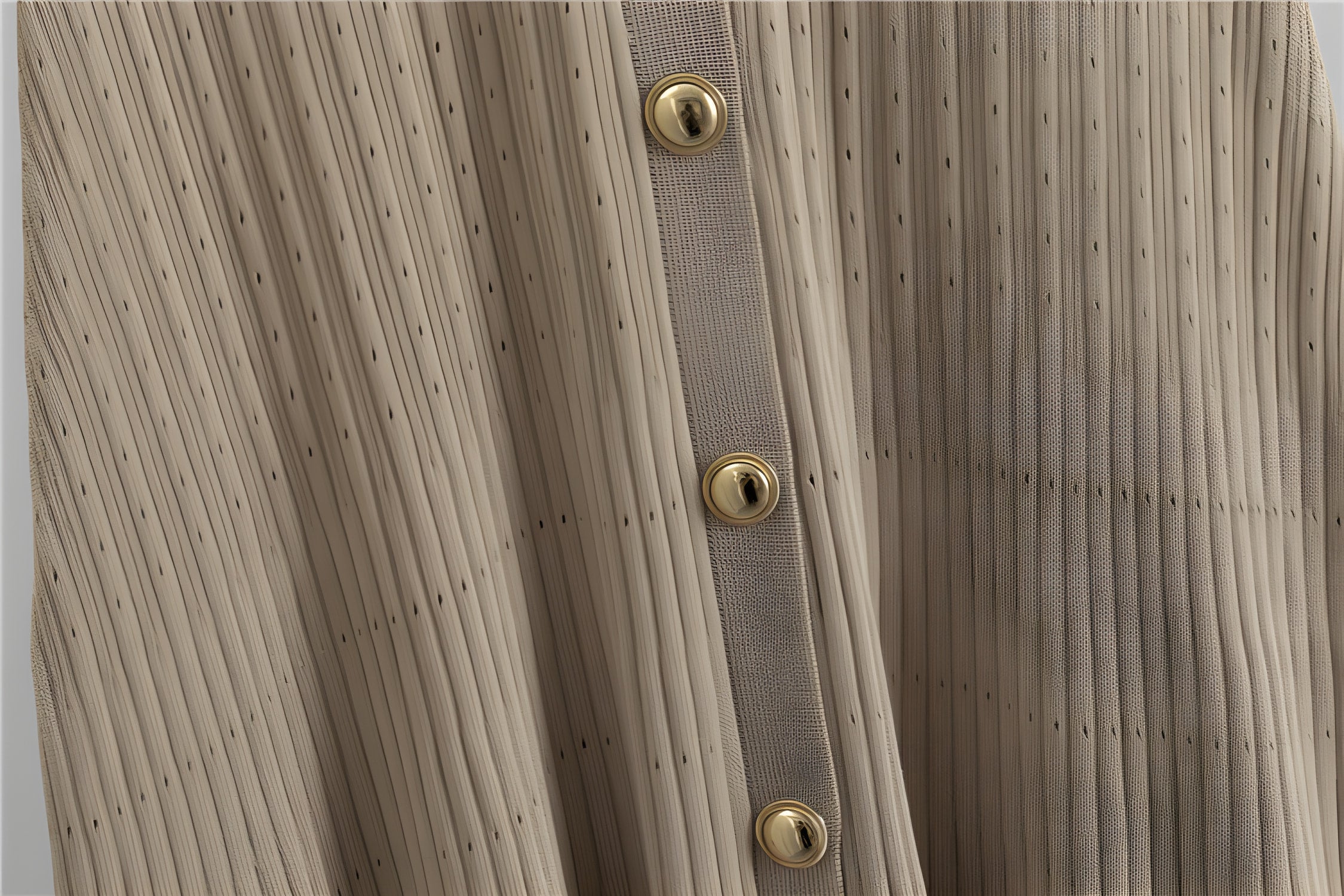 Beige ribbed fabric with metallic buttons on French High Sense Dress for elegant winter fashion