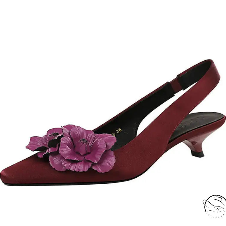 High Grade Floral Pointed Mid Heel Sandals