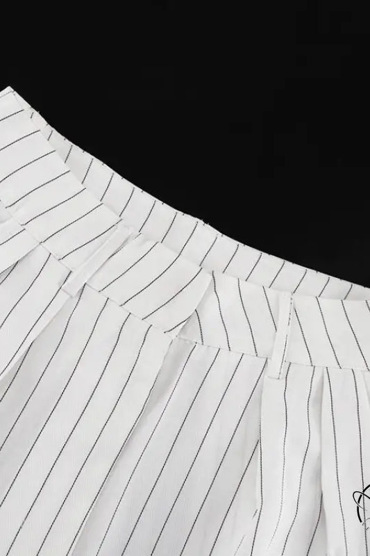 Elegant Striped Top Wide Leg Pants Office Two Piece Sets