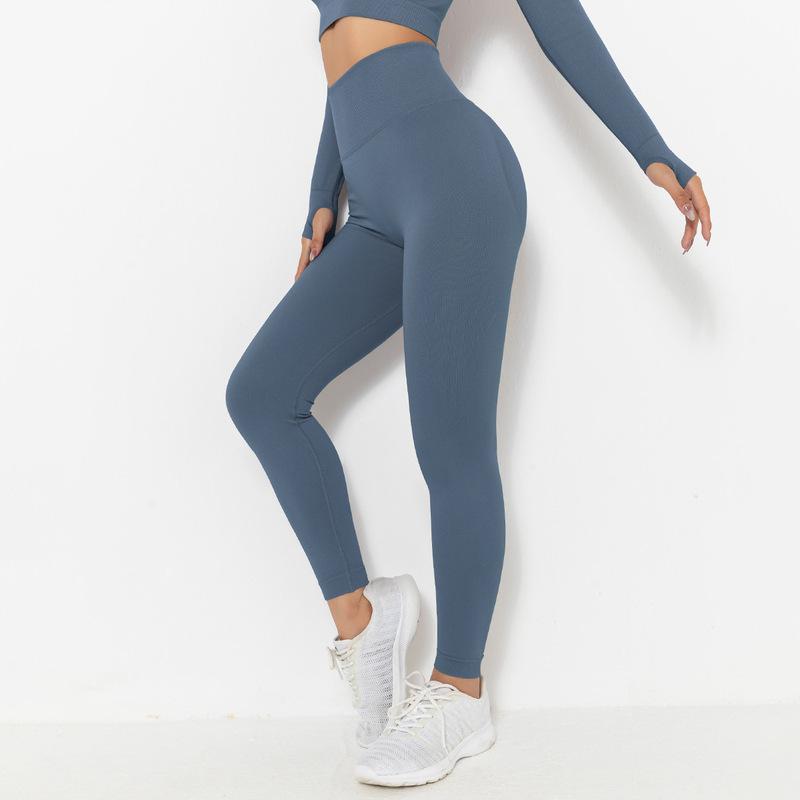 Blue athletic leggings and top from High Waist Stretch Training Yoga Pant, stylish fashion ملابس