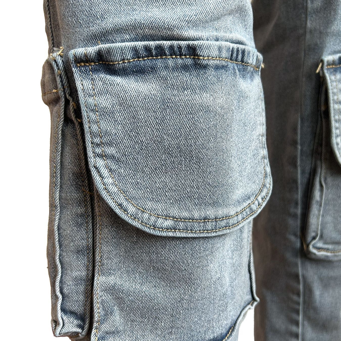 Light blue denim trousers with side pockets from Langry’s fashion collection