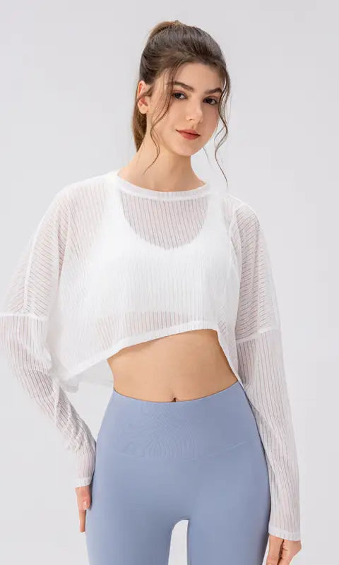 Women Yoga Blouse Long Sleeve Lightweight Breathable Workout Top Loose Outdoor Running Casual Sports