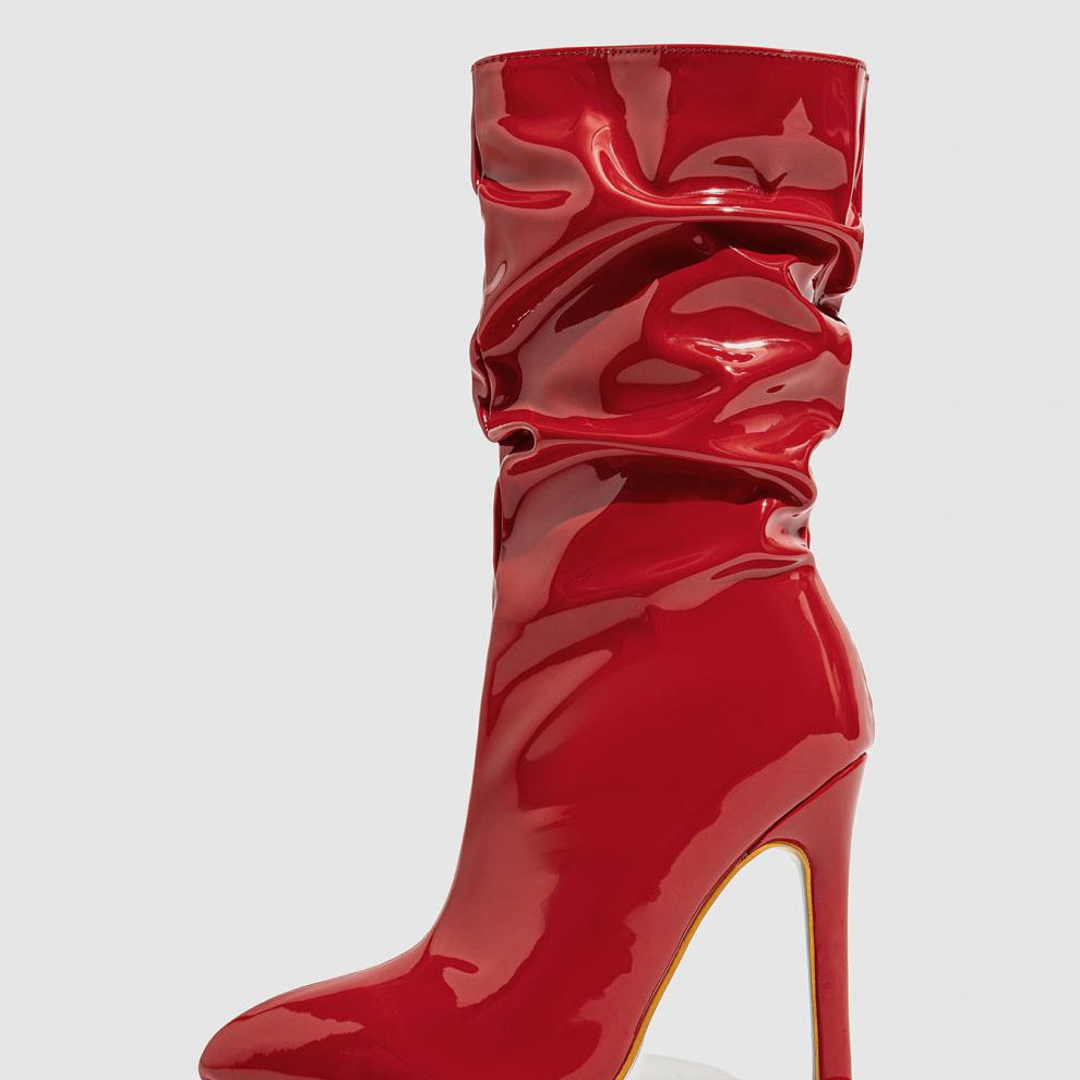 Leather Shoes Short High Heel Riding Boots