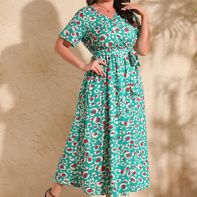 Green floral print midi dress from Colorful Rose Holiday Dress fashion collection