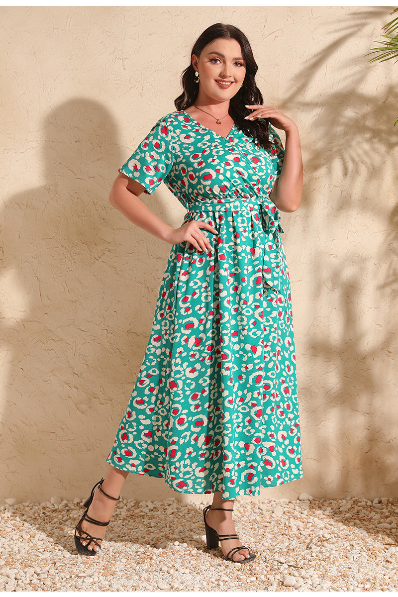 Green floral print midi dress from Colorful Rose Holiday Dress fashion collection