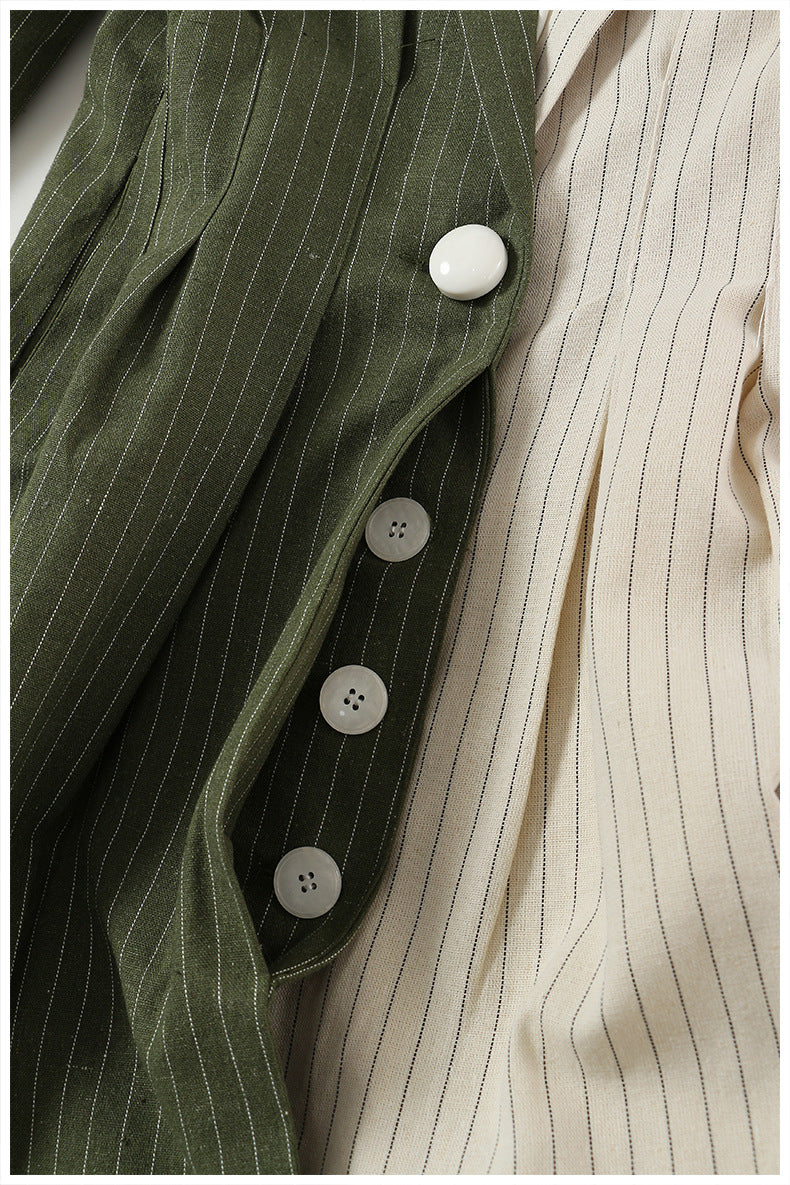 Two-toned pinstripe blazer with buttons for elegant fashion in ملابس collection by Langry
