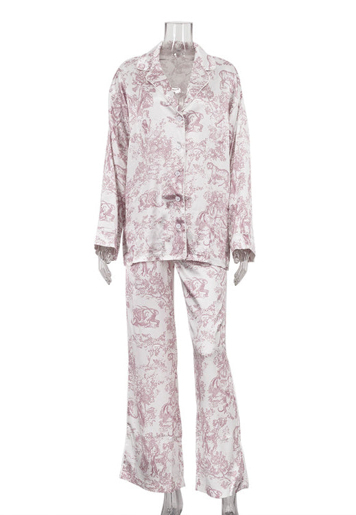 Pink paisley langry fashion pajama set with button-down top and pants