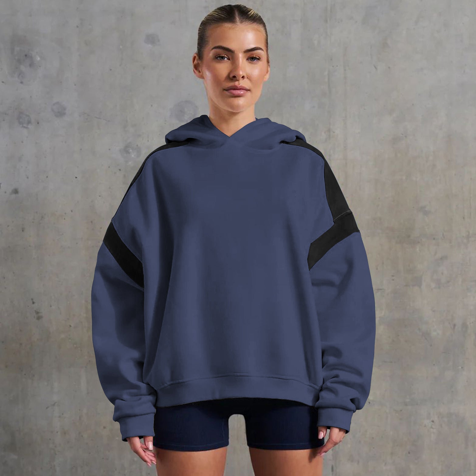 Blue and black oversized hoodie for a stylish and comfortable look in langry fashion ملابس