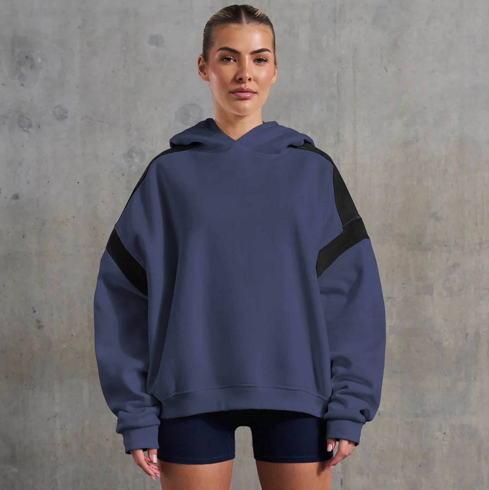 Blue and black oversized hoodie for a stylish and comfortable look in langry fashion ملابس