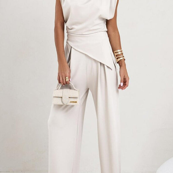Stylish Woman’s draped-top jumpsuit from Gorgeous Two Piece Sets for trendy fashion ملابس