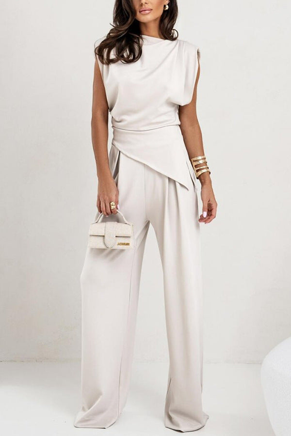 Stylish Woman’s draped-top jumpsuit from Gorgeous Two Piece Sets for trendy fashion ملابس