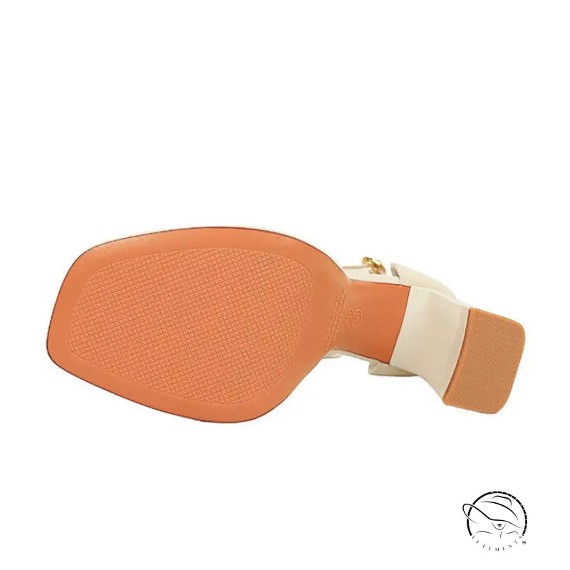 Strap super high heel orange and white leather ankle strap sandal with gold buckle