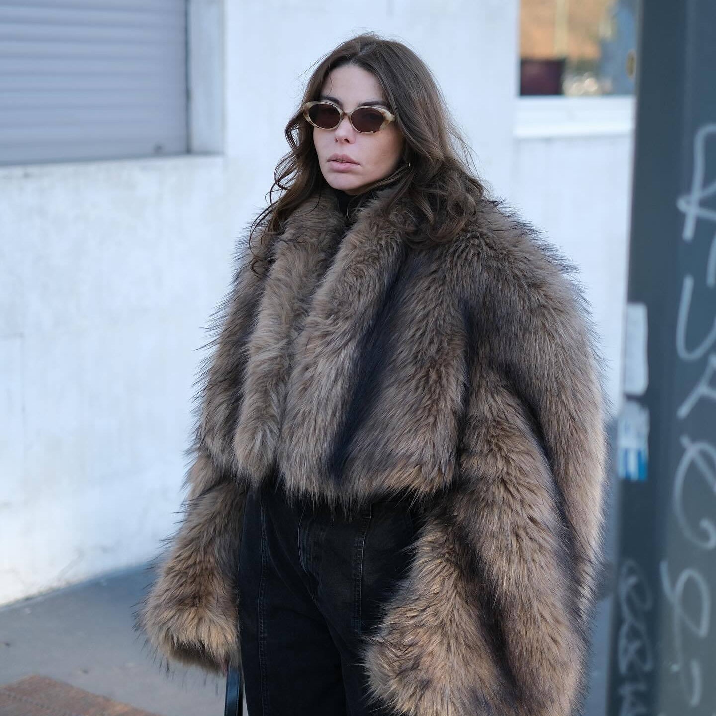 Oversized fur coat from Fur Short Coat collection showcasing luxurious ملابس fashion warmth