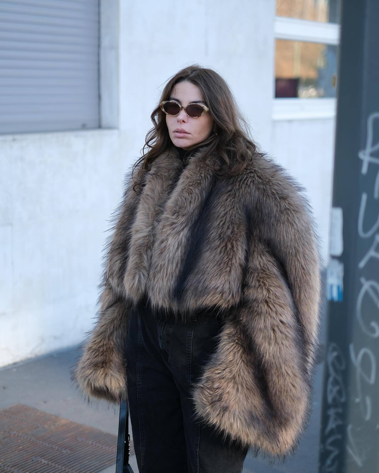 Oversized fur coat from Fur Short Coat collection showcasing luxurious ملابس fashion warmth