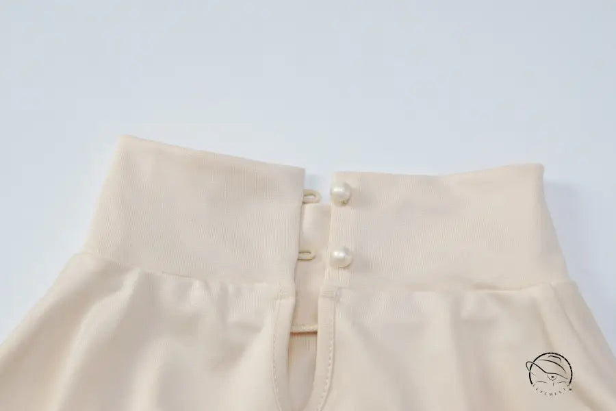 French Slim Fit Backless Button Dress