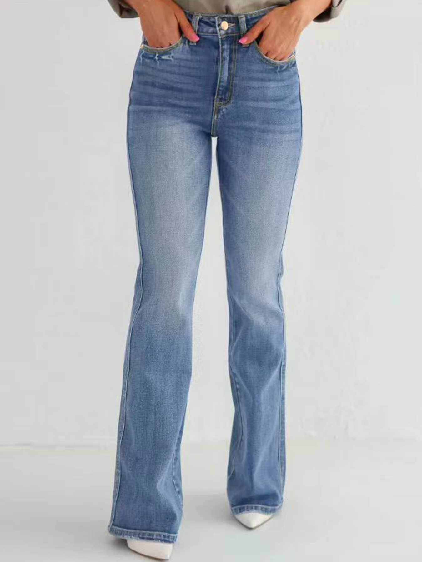 Slim Stretch High Waisted Cut Pants Jeans