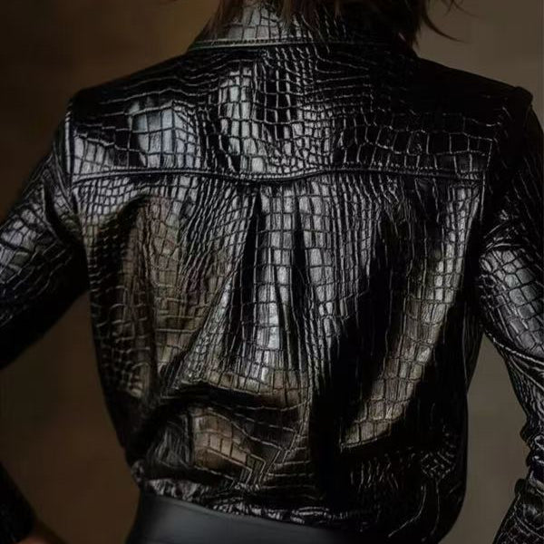 Faux Leather Top Autumn Winter