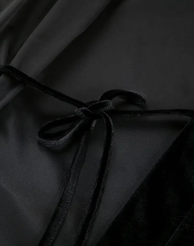 Dark velvet tie detail on comfortable cardigan thermal pajamas