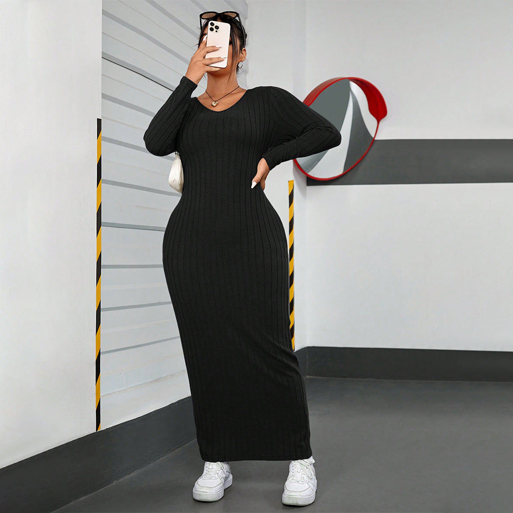 Black ribbed maxi dress from Winter Minimalist Slim Fit Sheath Dress collection showcasing elegant fashion and ملابس style
