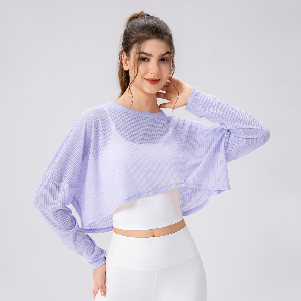 Women Yoga Blouse Long Sleeve Lightweight Breathable Workout Top Loose Outdoor Running Casual Sports