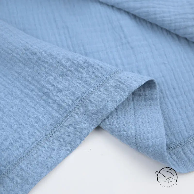 Light blue pure cotton casual nightgown in double gauze with visible seam