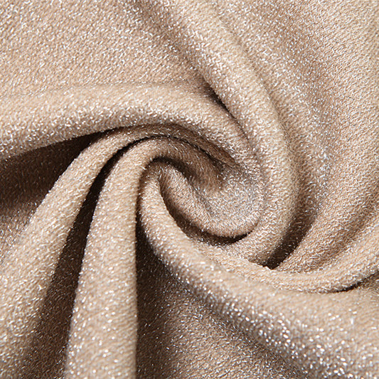 Beige textured shimmering fabric for Women’s Elegant Halter Backless Maxi Dress