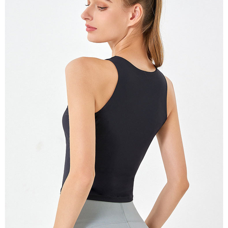 Round Neck Double Layer Sleeveless Sports Vest Women